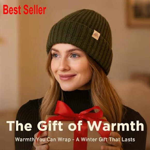 Merino Wool Fleece Lined Beanie Warm Cuffed Hat Unisex Winter Classic